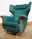 Vintage Retro Wingback Swivel And Recline Buttoned Armchair Relaxer Chair