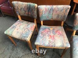 Vintage retro wood fabric kitchen dining cafe chairs mid century 4 reupholstery