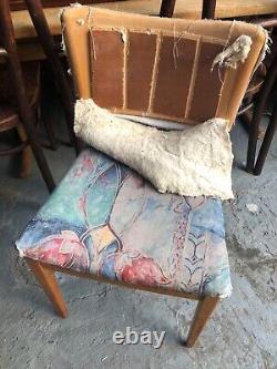 Vintage retro wood fabric kitchen dining cafe chairs mid century 4 reupholstery