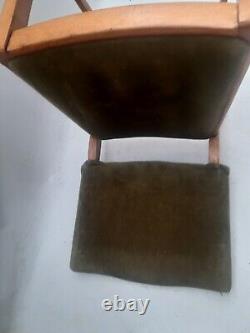 Vintage retro wooden kitchen dining utility green velvet chairs mid century MCM