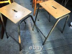 Vintage retro wooden stacking industrial kitchen dining cafe stool mid century 4