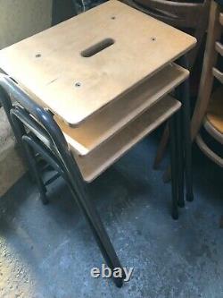 Vintage retro wooden stacking industrial kitchen dining cafe stool mid century 4