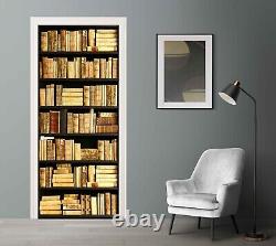 Vintage shelves with books Door mural Cover Bookcase Peel and Stick 3d Decal