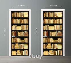 Vintage shelves with books Door mural Cover Bookcase Peel and Stick 3d Decal