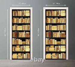 Vintage shelves with books Door mural Cover Bookcase Peel and Stick 3d Decal