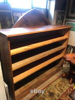 Vintage solid oak large bookcase library home heavy office furniture books, home