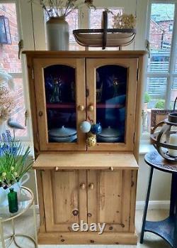 Vintage solid waxed pine cottage kitchen larder display cabinet linen press