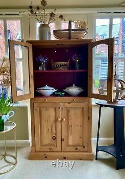 Vintage solid waxed pine cottage kitchen larder display cabinet linen press