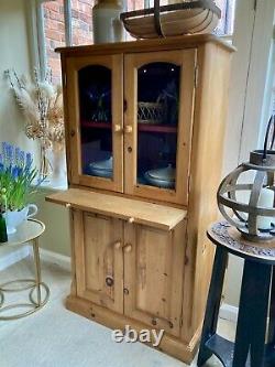 Vintage solid waxed pine cottage kitchen larder display cabinet linen press