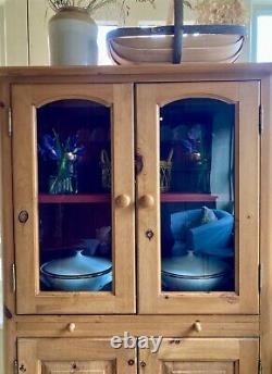 Vintage solid waxed pine cottage kitchen larder display cabinet linen press