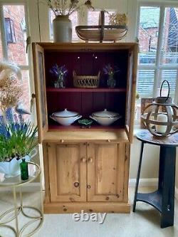 Vintage solid waxed pine cottage kitchen larder display cabinet linen press