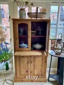 Vintage solid waxed pine cottage kitchen larder display cabinet linen press