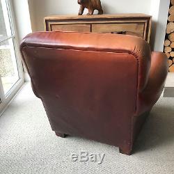 Vintage style Leather Armchair and Footstool, Vintage style leather club chair