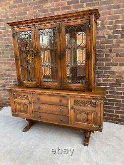Vintage style, Oak, Old Charm Display Cabinet with Glass Door