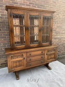 Vintage style, Oak, Old Charm Display Cabinet with Glass Door