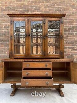 Vintage style, Oak, Old Charm Display Cabinet with Glass Door