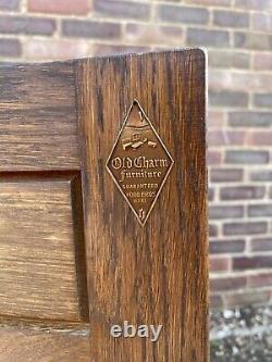 Vintage style, Oak, Old Charm Display Cabinet with Glass Door