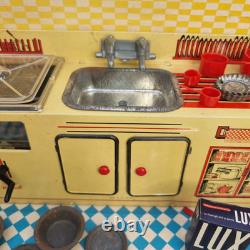 Vintage tin plate 1950s Toy kitchen Combination Kitchen Set