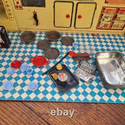 Vintage tin plate 1950s Toy kitchen Combination Kitchen Set