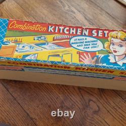 Vintage tin plate 1950s Toy kitchen Combination Kitchen Set