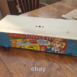 Vintage tin plate 1950s Toy kitchen Combination Kitchen Set