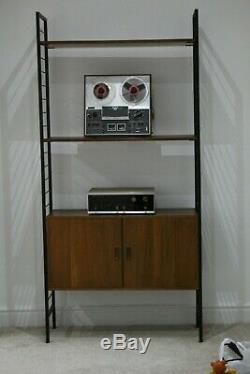 Vintage wall shelving Retro teak shop display cabinet mid century G plan Danish