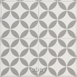 Vinyl Flooring Grey & White Vintage Victorian Tiles Retro Foam Sheet Lino Roll