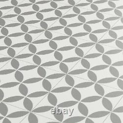 Vinyl Flooring Grey & White Vintage Victorian Tiles Retro Foam Sheet Lino Roll