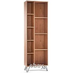 VonHaus Capri Split Shelf Unit Oak Effect Book Case 9 Tier Shelves Retro Style