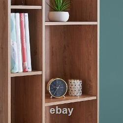 VonHaus Capri Split Shelf Unit Oak Effect Book Case 9 Tier Shelves Retro Style