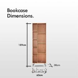 VonHaus Capri Split Shelf Unit Oak Effect Book Case 9 Tier Shelves Retro Style