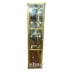 Vtg Faux Stained-Glass Hummingbird Flower 3 Shelf Glass Wall Curio Cabinet