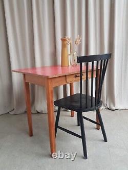 Vtg Mid Century Oak Formica Desk Kitchen Dining Table Danish Scandi Retro R463