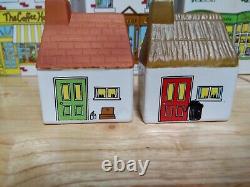 WADE VILLAGE STORES VINTAGE STORAGE JARS SET 1980's STOKE ON TRENT HAND PAINTED