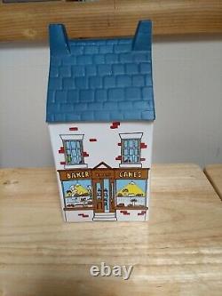 WADE VILLAGE STORES VINTAGE STORAGE JARS SET 1980's STOKE ON TRENT HAND PAINTED