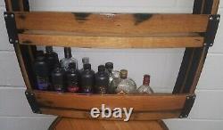 WINE-DRINK RACK Side Board Handcrafted Solid Whiskey Oak Barrel Furniture