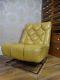 Wow! On Trend Vintage Mid C Bright Lemon Yellow Leather Lounger Chair Armchair