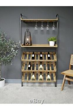 Wall Lean to Industrial Wine Unit Home Bar Bottle and Glass storage spaces