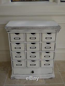 Wash white Vintage Cabinet multi drawer chest pigeon hole drawers vintage chest