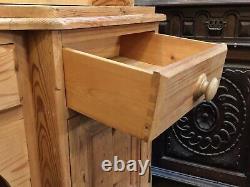 Welsh Dresser Characterful Vintage Solid Pine Hand Carved Dovetails Bun Feet Gc