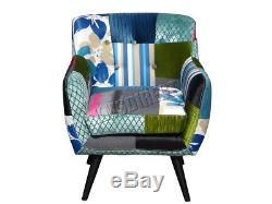 WestWood Patchwork Chair Fabric Vintage Tub Armchair Seat Living Room PC029 New