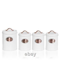 White 5pcs Kitchen Container Storage Set Bread Bin Tea Sugar Coffee Biscuit Tins