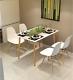 White Eiffel Style Dining Table And 4 Chairs Solid Wood Legs Home Office Set