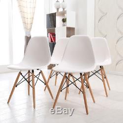 White Eiffel Style Dining Table and 4 Chairs Solid Wood Legs Home Office Set