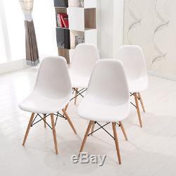 White Eiffel Style Dining Table and 4 Chairs Solid Wood Legs Home Office Set