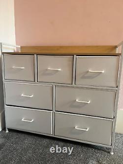 White Large Chest of Drawers 7 Bedroom Vintage Dresser Industrial Metal Storage
