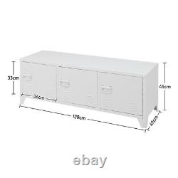 White Metal Living Room Set TV Stand/Coffee/Lamp Table Storage Cabinet Cupboard