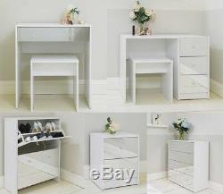 White Mirrored Bedroom Furniture Modern Crystal Handles Shoe Storage Cabinet Che