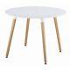 White Retro Round Cafeteria Home Kitchen Dining 100cm 4 Seater Table Wooden Leg