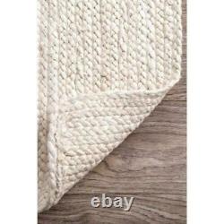 White Rug Jute Carpet 100%Natural Modern Rustic Look Jute Rug Reversible Braided